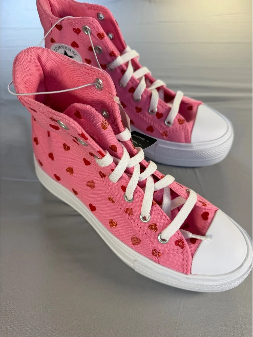 Converse Kids Day Platform Hi Pink Red White High Top Sneakers Size 4
